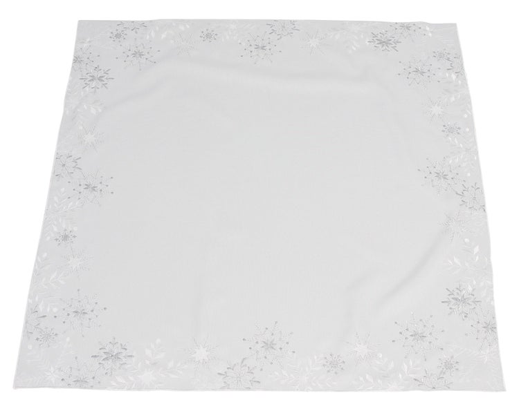 Weiße Tischdecke mit Schneeflockenmuster