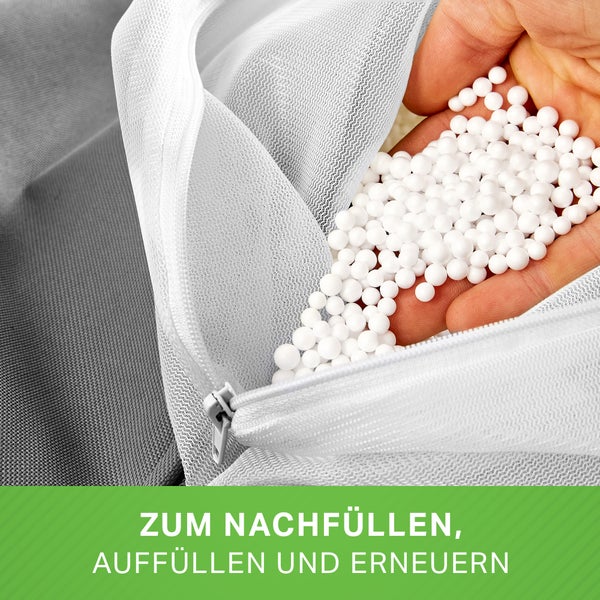 Green Bean 100 Liter Hochwertige EPS Perlen aus Deutscher Produktion für Sitzsack-Füllung | Styropor-Kügelchen Nachfüllpack Kissen-Füllung Verpackungsmaterial Mikroperlen Stillkissen Styroporkugeln