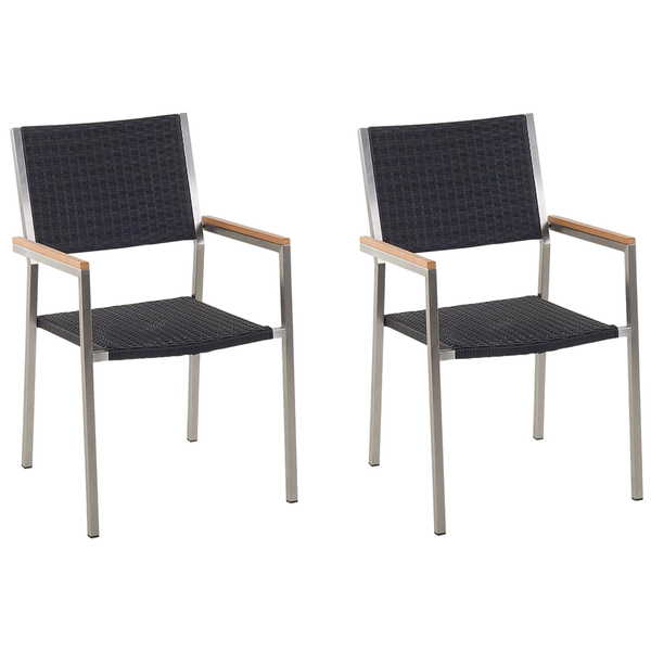 Gartenstuhl 2er Set GROSSETO Polyrattan Schwarz