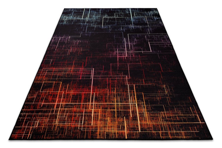 Gewebter Gamerteppich bedruckt Schwarz Multi Quantum Warp WECONhome 110x160 cm