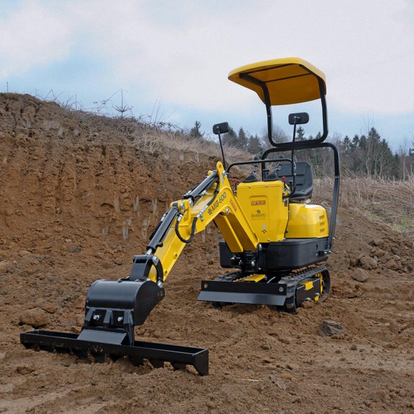 BAMATO Minibagger Zubehör: Hochwertiger Rechen MIB-600 mit 10 Krallen