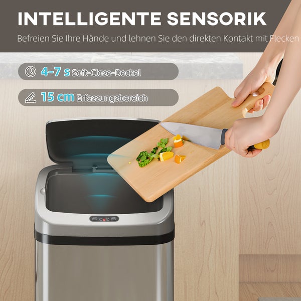 Abfalleimer mit Sensor und Soft-Close Deckel im Einsatz