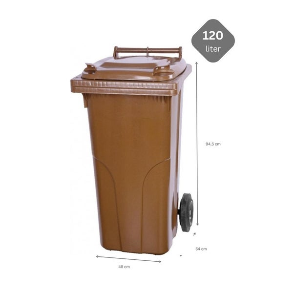PROREGAL SuperSparSet 2x 2-Rad-Mülltonne Mgb HDPE-Kunststoff 120 Liter Braun & Blau