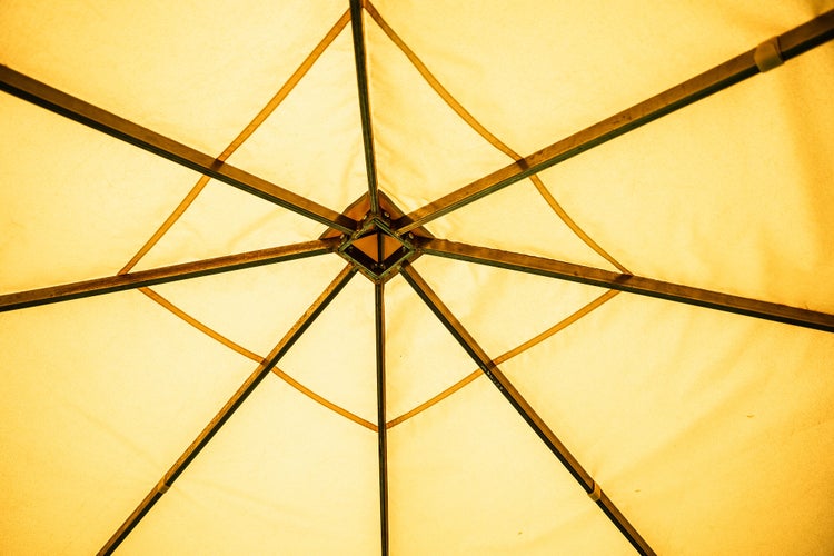 Pavillon ELEO Palermo 4 x 4 m unbeschichtet - Edelrost | mit Sonnensegel ecru