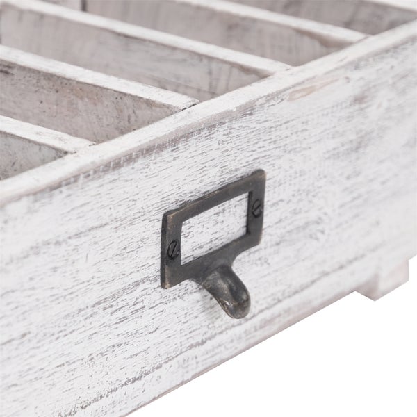 Tisch-Organizer Runa Mahagoni Massivholz, 6 Fächer white washed