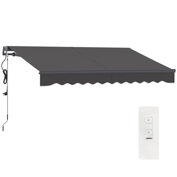 Outsunny Klemmmarkise mit Handkurbel elektrisch höhenverstellbar Gelenkarmmarkise Markise Sonnenschutz UV 30+ Balkonmarkise inkl. Wandhalterung Sonnenmarkise 300cm breit für Terrasse Balkon Dunkelgrau