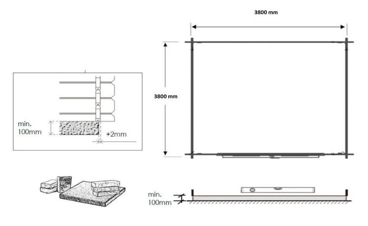 Gartenhaus, Gerätehaus 16m2 - 4x4m - 40mm - Imprägniert
