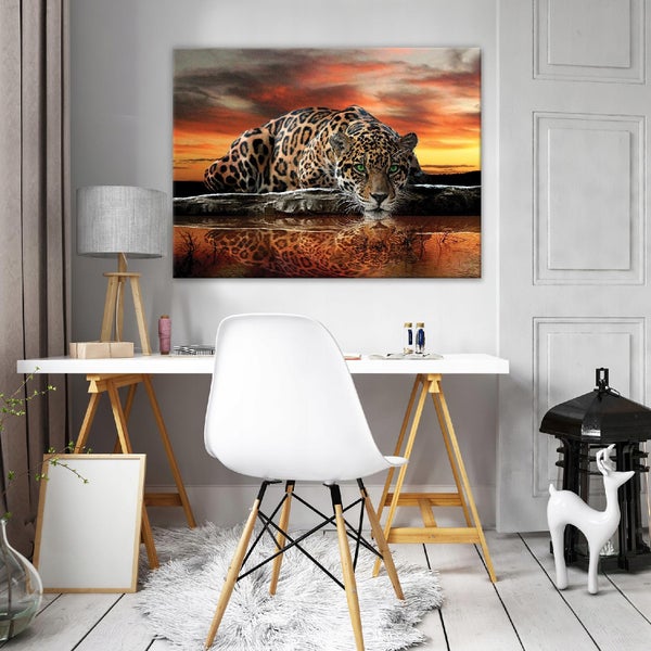 Leinwandbild Tiger Tiere Modern Bilder Wohnzimmer 120X80 cm