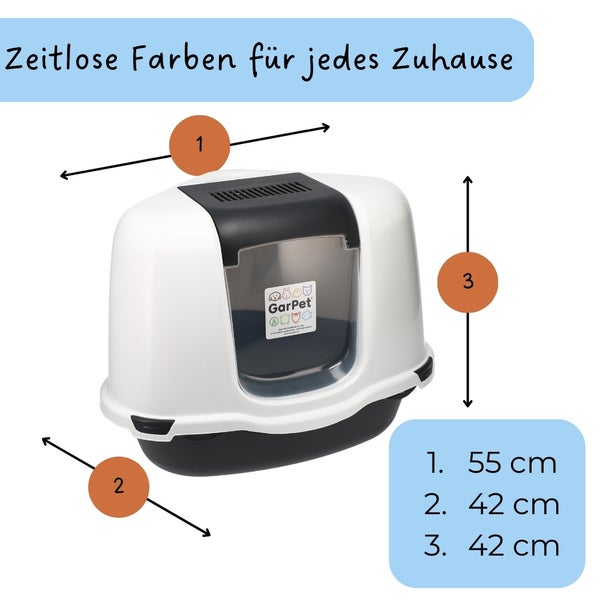 Katzenklo Ecke Große platzsparende Eck Katzentoilette mit Deckel Katzen WC Haube Ecktoilette inkl. Filter Schaufel XXL