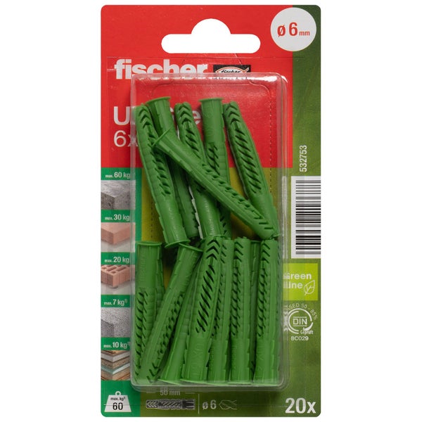 Fischer UX 6 Universaldübel, 6 Millimeter, 20er Pack