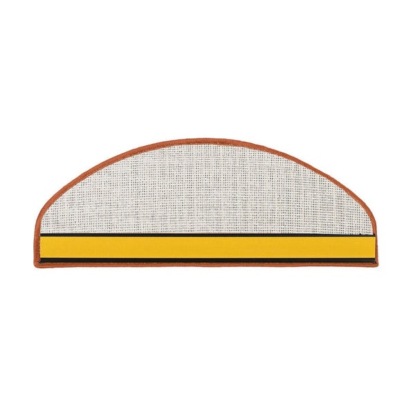 FLOORDIREKT Stufenmatte Sabang - Sisaloptik - Gekettelter Rand & Selbstklebend - Terra - 23,5 x 65 cm - Halbrund