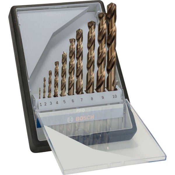 Set mit zehn Spiralbohrern im Koffer
