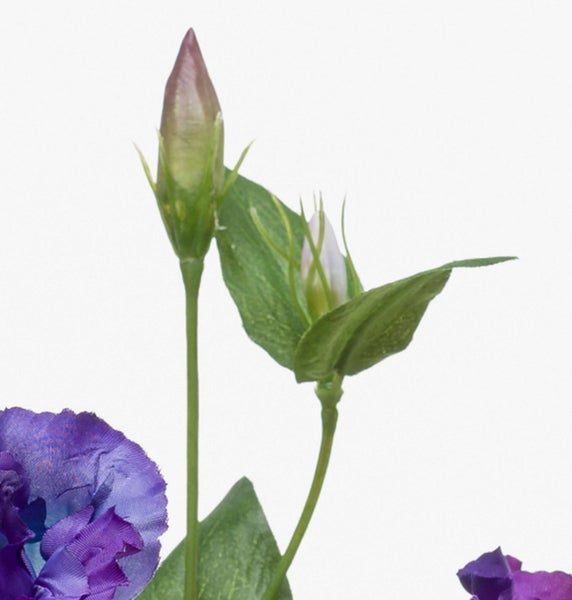 Künstliche Lisianthus mit blauen Blüten und grünen Knospen