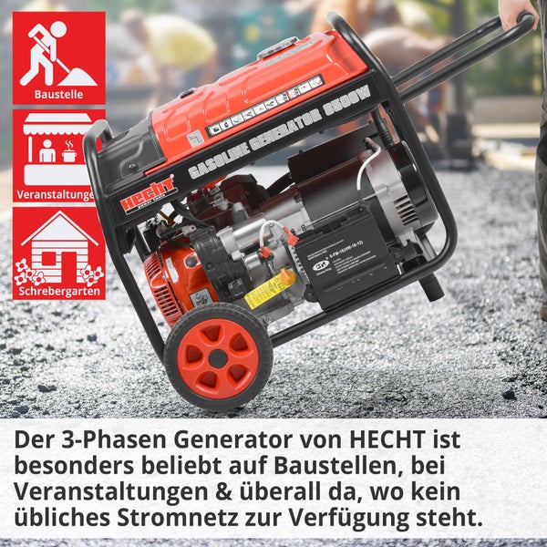 Hecht Benzin Stromerzeuger 8500W für Baustellen, Veranstaltungen und Schrebergärten