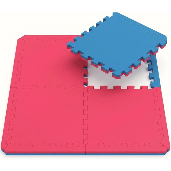 Ineinandergreifende Bodenschutzmatten aus Schaumstoff im Puzzle-Design, wendbar, mit strukturiertem Profil und Randstücken.