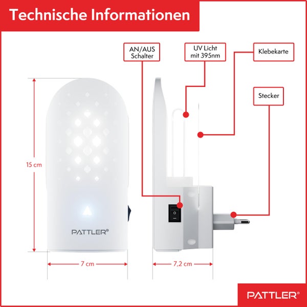 PATTLER® Nachfüllset mit 20 Klebekarten für UV Fliegenfalle - Fliegen Klebefalle - Extra Starke Klebefläche hält Insekten bei minimaler Berührung