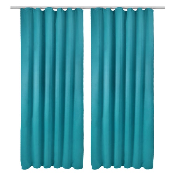 Beautissu Amelie BK Vorhang mit Kräuselband 140x245cm Türkis (2tlg)