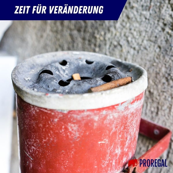 PROREGAL Runder Feuerlöschender Wandaschenbecher 2 Liter HxØ 16 x 16 cm Metal Silber Mit Schwarzem Deckel
