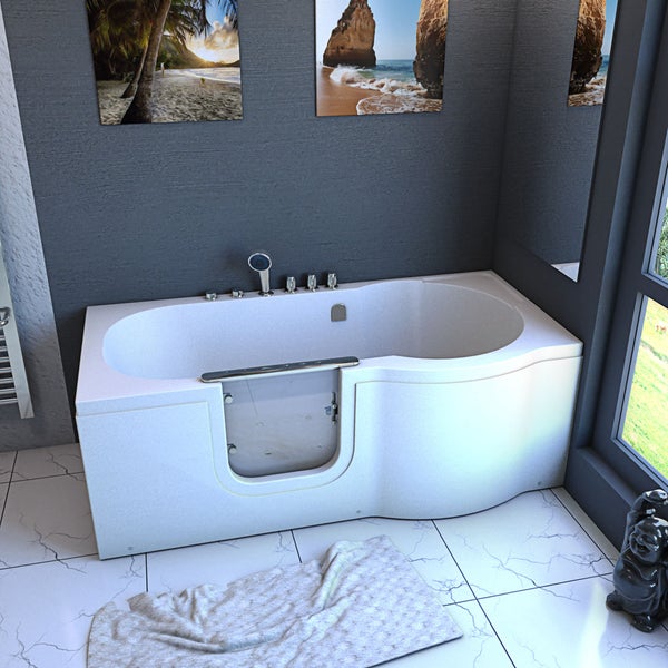 Sitzbadewanne Senioren Wanne Sitzwanne mit Tür S12-TH-AIR-L 170x85cm