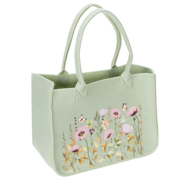 Filztasche mit Blumenmuster und Tragegriffen