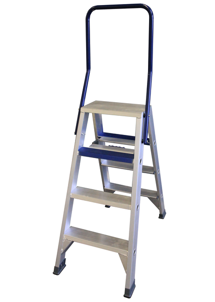 Aluminium Leiter mit drei Stufen und Haltebügel