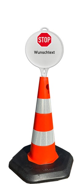 UvV ECOSIGN Leitkegel 70 cm + Verkehrszeichen / Schild Gesamthöhe ca. 1 m / Sonderanfertigung Ronde (bitte Mail schicken)