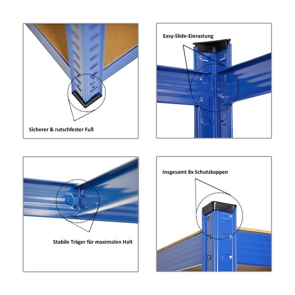 PROREGAL Mega Deal 3x Schwerlastregal Taurus HxBxT 180 x 90 x 60 cm Fachlast 175 kg Blau