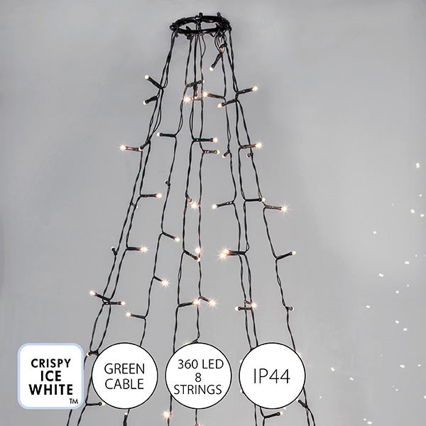 Dekorative LED-Lichterkette mit 360 Dioden und grüner Zuleitung, Schutzart IP44