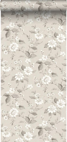 Borastapeter Tapete Blumen Beige - 53 cm x 10.05 m - 660232