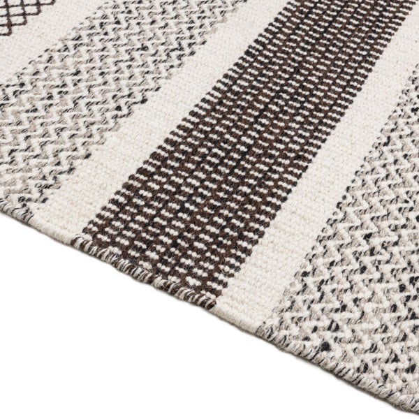 Wendbarer Wollteppich im skandinavischen Design 2-Seitiger Skandi Naturgrau 80x150 cm