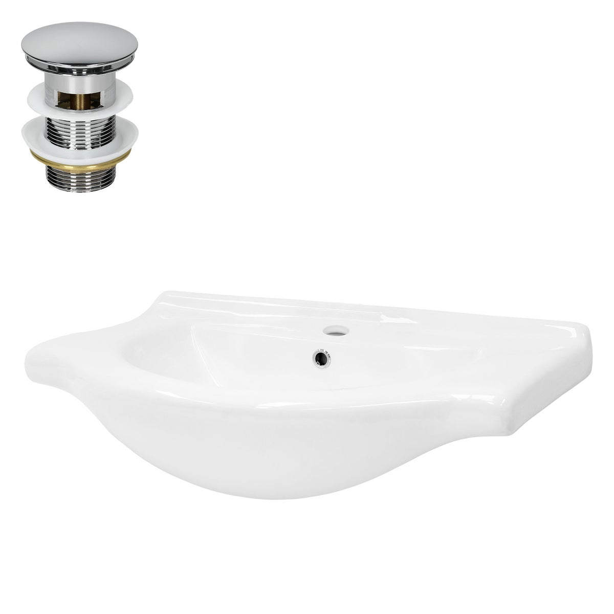 ML-Design Waschbecken aus Keramik Weiß 77x21,5x51,5 cm inkl. Ablaufgarnitur, Einbauwaschbecken mit Überlauf, Aufsatzwaschbecken Einbauwaschtisch Waschschale Waschplatz Handwaschbecken, für Badezimmer