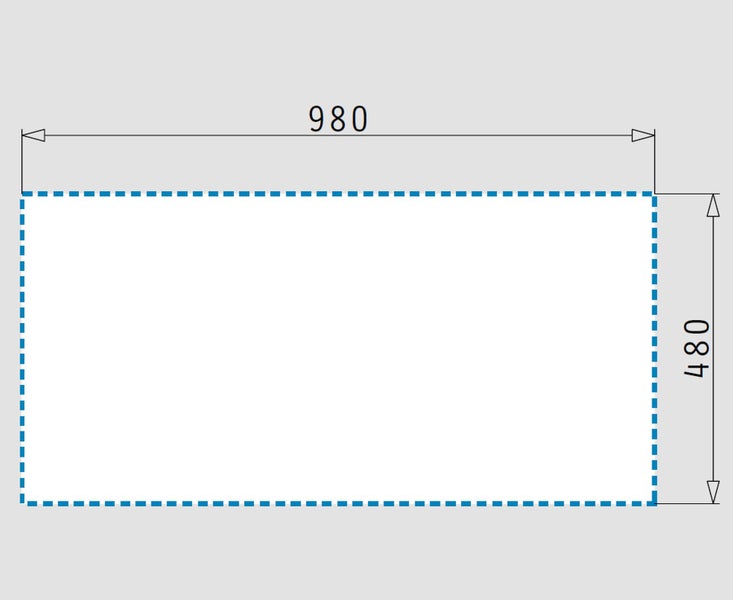 Technische Zeichnung mit Maßangaben: 980 mal 480