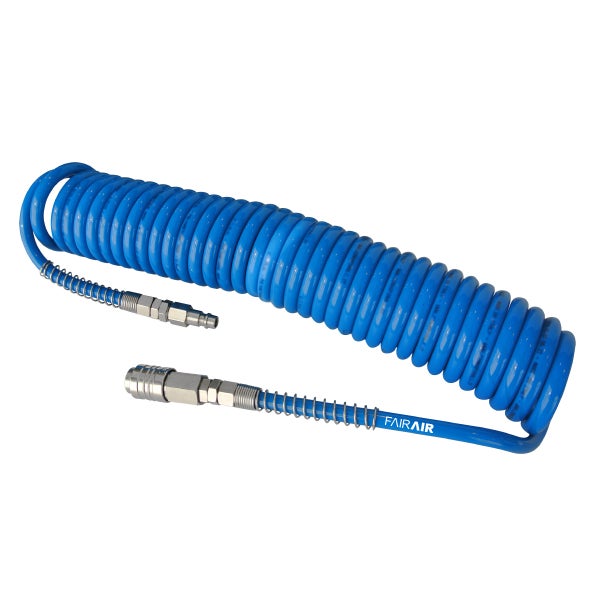 FAIRAIR Spiralschlauch PUR, SP-PU-68, 6,5 x 10 mm, 8 m mit Universalkupplung und Nippel, FA40002