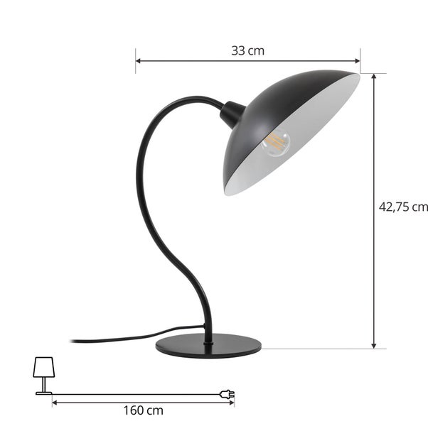 Lucande Tischlampe Arvadon (Modern) in Schwarz aus Metall (1 flammig, E14) - Tischleuchte Schreibtischlampe Nachttischlampe Wohnzimmerleuchte