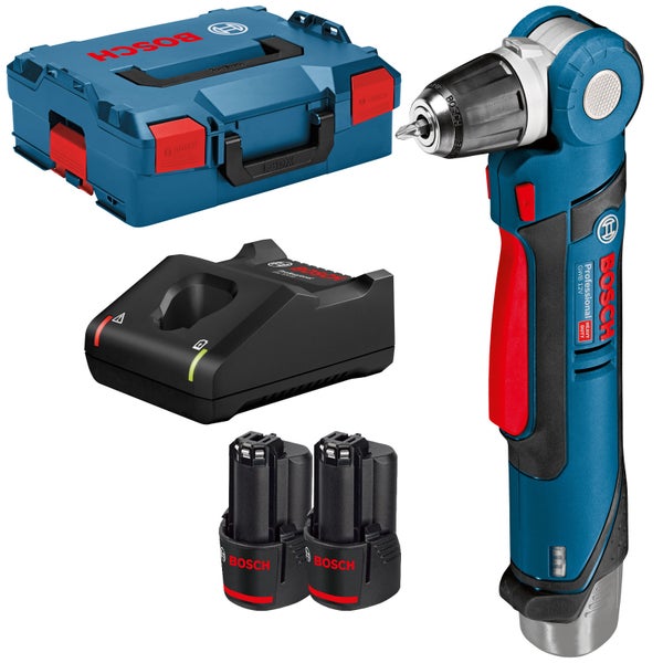 Bosch Akku-Winkelbohrmaschine GWB 12V-10 12 V / 2x 3,0 Ah Akku + Ladegerät in L-Boxx