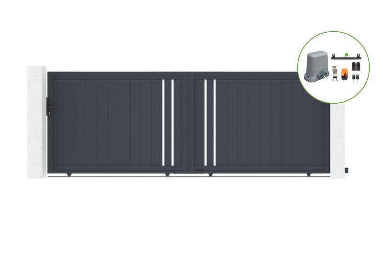 Schiebetor 4m GIONA H.140cm Aluminium + TANKER C600 Motorisierung