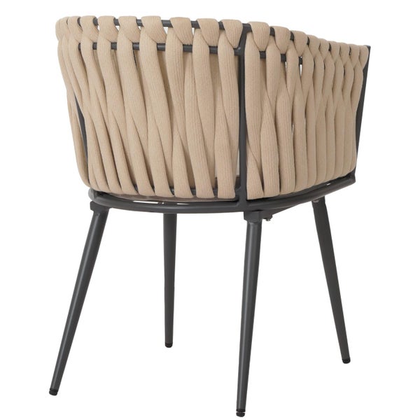 Gartensessel mit Textilbandbespannung und Metallgestell, Rückansicht