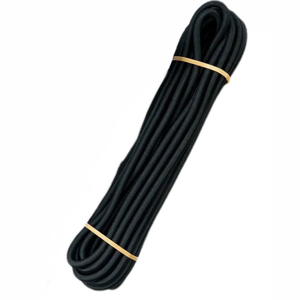 Ein aufgerolltes elastisches Expanderseil aus Kunststoff mit gewebter Ummantelung.