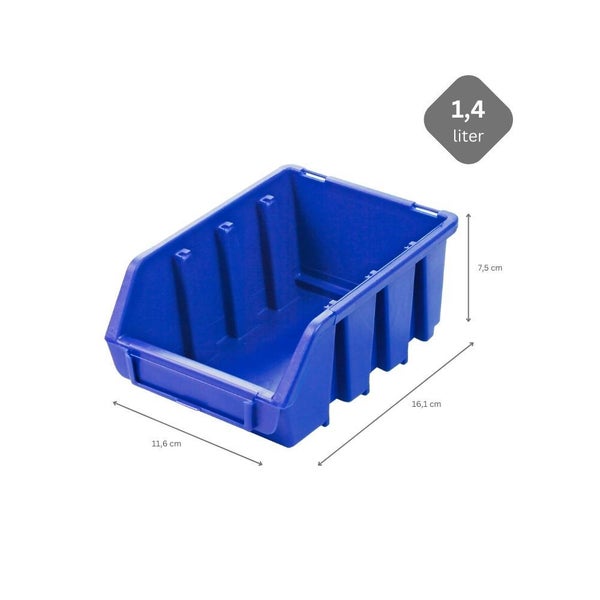 PROREGAL SuperSparSet 40x Sichtlagerbox 2 HxBxT 7,5 x 11,6 x 16,1 cm Polypropylen Blau