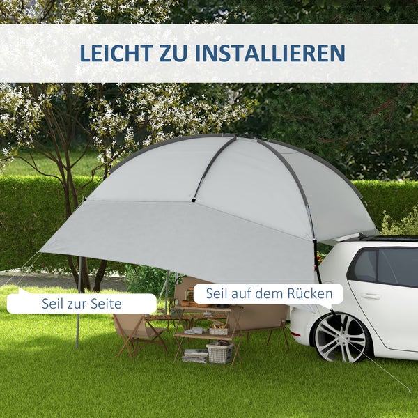 Outsunny Heckzelt Auto Autozelt Wasserdichtes Auto Markisen Zelt inkl. Stahlgestell, Regenschutz, Sonnenschutz, Leichte Tragbare für Lkw, Wohnmobil, Van, Outdoor Camping Reisen, 3 x 2,6 x 2,3-2,6 m