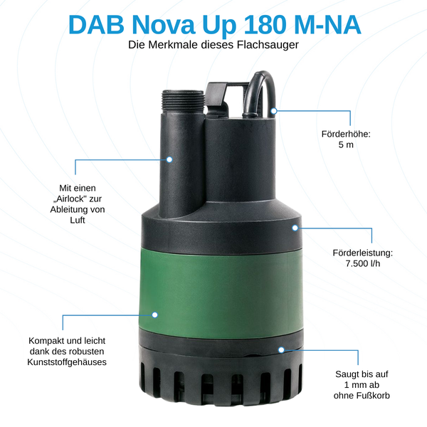 DAB Nova Up 180 M-NA Schmutzwasserpumpe aus Kunststoff