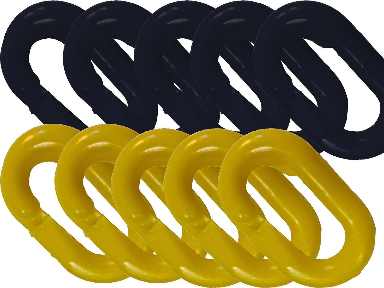 UvV Absperrketten Notglieder 10er Set, Reparatur und Verbindungsglieder aus Kunststoff in vielen Farben und Größen / 8 mm / gelb + schwarz