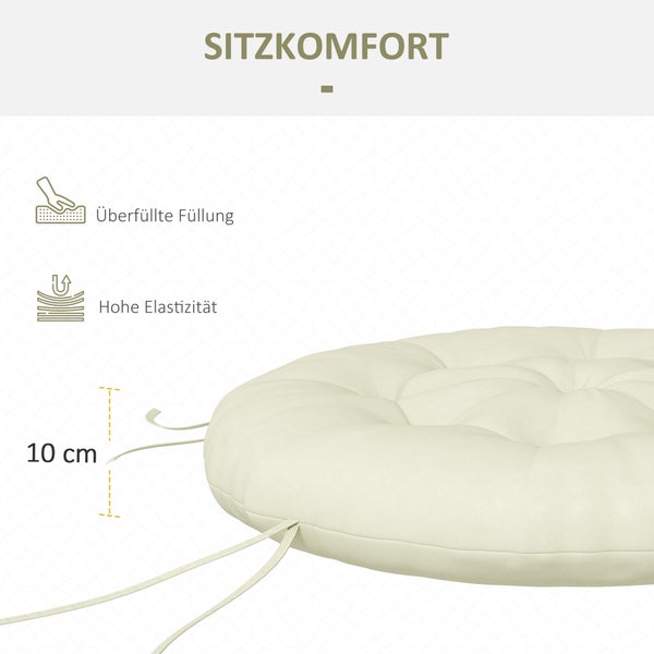 Outsunny Gartenstuhlauflage, Sitzauflage für Mondstuhl mit 10 cm, Ø80 x 10H cm, Polyester, Beige