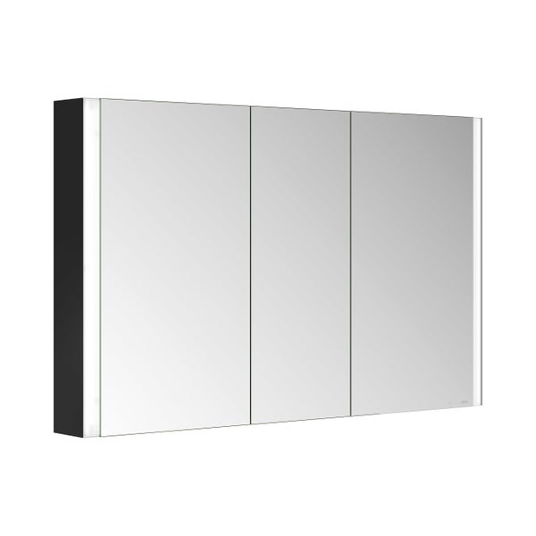 KEUCO Royal Mia Aufputz-LED-Spiegelschrank 120cm, 3 Türen, Seiten schwarz