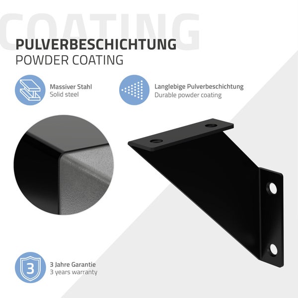 ML-Design 2 Stück Regalhalterung 10 cm, Schwarz, Metall, Dreieckige Regalhalterungen, Schwebende Regalwinkel, Wandmontage, 90° Wandhalterung, Regalträger Wandregal Wandkonsole Hängeregal Regalstütze