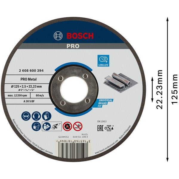 Bosch PRO Metal Trennscheibe 125 x 2,5 x 22,23 mm - 2608600394