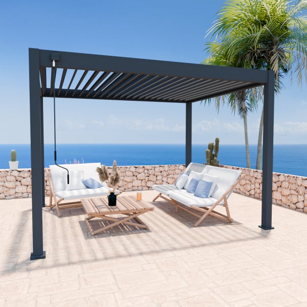 PergoLine bioklimatische Pergola 3x3,6 M Aluminium Lamellendach in Anthrazit