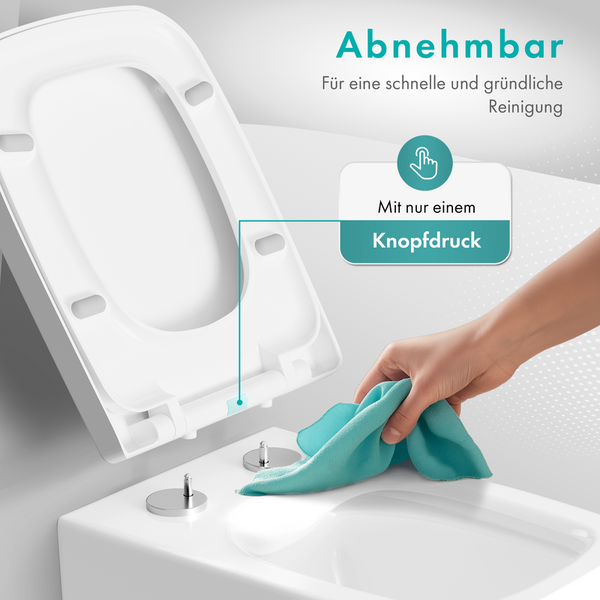Engelbach® WC-Sitz Eckig mit Absenkautomatik (Einfache Montage) Antibakteriell dank Urea-Duroplast