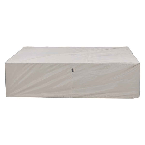 Rechteckige Schutzhülle für Gartenmöbel aus witterungsbeständigem Material.