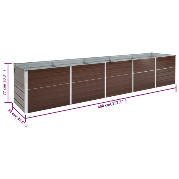 Rechteckiges Hochbeet mit den Maßen 400 x 80 x 77 cm